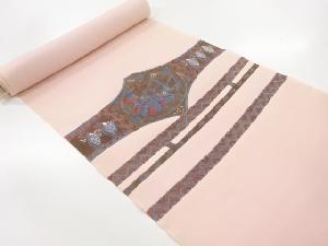 アンティーク　塩瀬手描き花更紗模様名古屋帯地反物